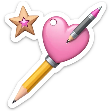 pink heart shooting star effect on end of a sticker