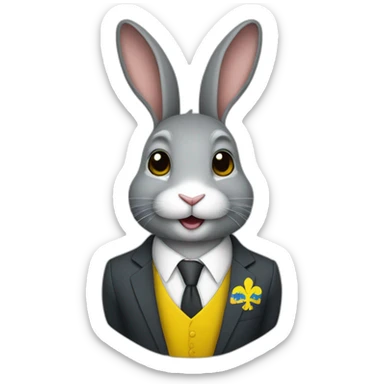 a rabbit in a suit in the color of the Ukrainian flag sticker
