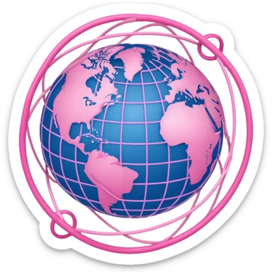 globe surrounded by pink and light pink network links sticker