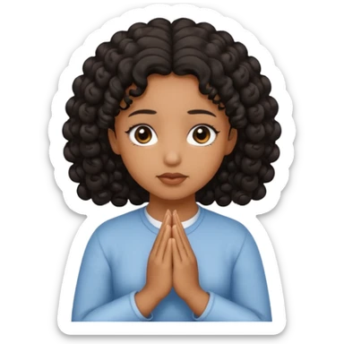 brown girl praying curls black hair and eyes sticker