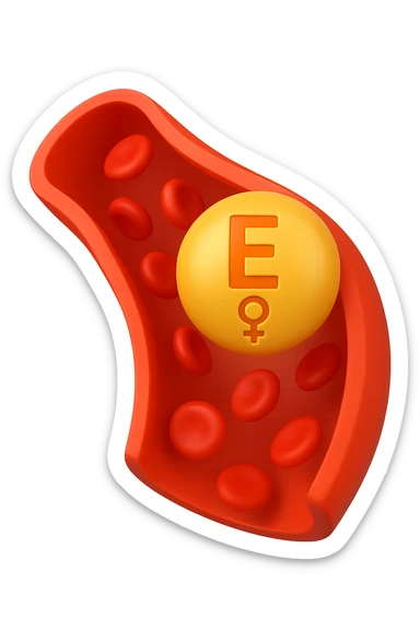 EMOJI STILE IPHONE 3D DI particelle di ormoni estrogeni che circolano in una vena umana sticker