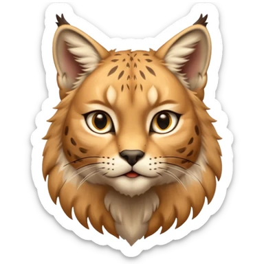 A high-resolution photo-realistic digital illustration of a majestic youg lynx, chest upward  sticker