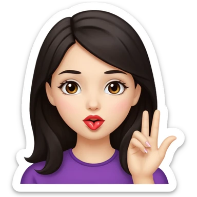 Beautiful girl with dark hair blowing a kiss  sticker