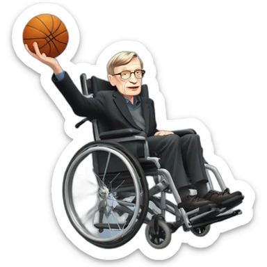 stephen hawking in rocket wheelchair slam dunking basketball sticker