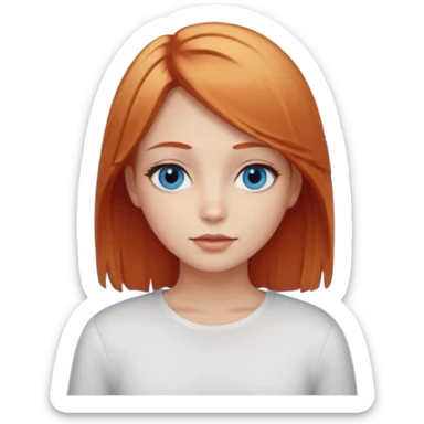 A girl with straight redhead and blonde hair they are middle long and she has ocean eyes sticker
