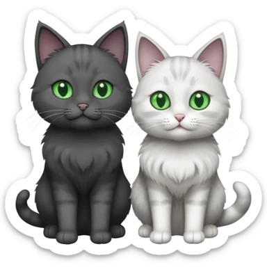 2 different coloured grey cats including one dark grey and white cat and one completely solid dark grey cat with green eyes and only white paws sticker