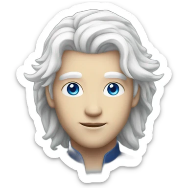male nordic pleiadian with long white hair and blue eyes sticker