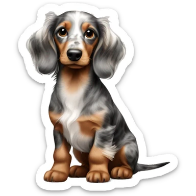Tri Merle long haired Dachshund Puppy full body sticker