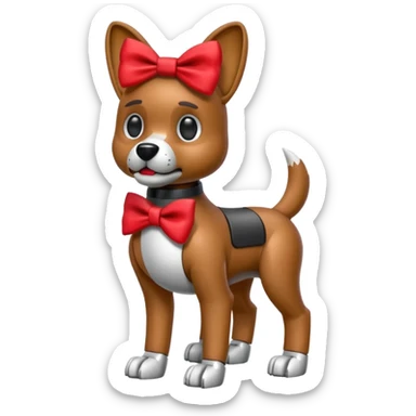 animatronic dog with red bow time like fnaf but dog emoji ios sticker