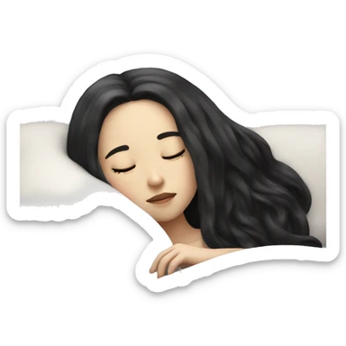 pale girl with long black hair sleeping  sticker