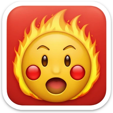 Crée moi un emoji qui crache du feu par la bouche et qui est en colère avec le front tout rouge et les emoji normal jaune là tout rond sticker