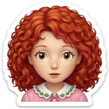 strawberry shortcake the character but with wild eyes and frizzy hair to mimic an insane person sticker