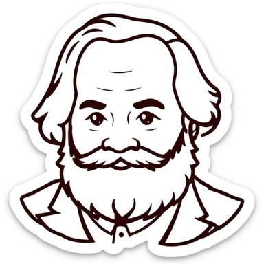Karl Marx with a big beard, friendly expression sticker