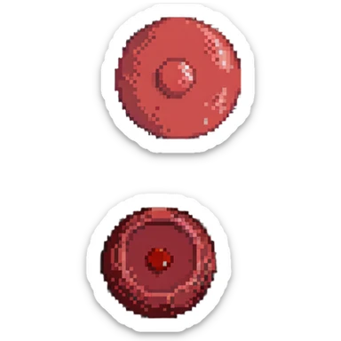Pale red blood cell next to a normal red blood cell showing anemia comparison sticker