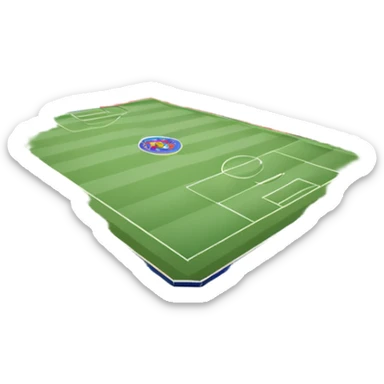 fc basel soccer stadium with mainly blue seats. however,on one side of the stadium red seats form the name ‚fc basel‘ sticker