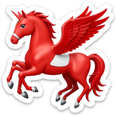 Mobil red Pegasus with white outline sticker