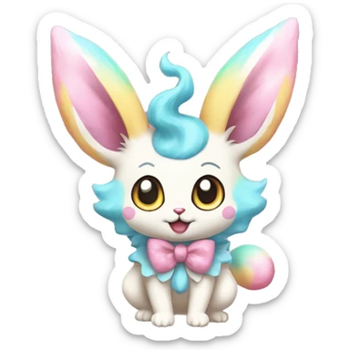 Kawaii Pastel Cotton-Candy-Colored Clown-Eeveelution-Cute-Pokémon-fusion full body sticker