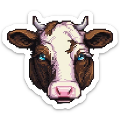 maximum blocky ultra-abstract pixel art Minecraft cow emoji with only 2-4 large square pixels sticker
