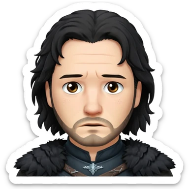 Jon Snow Sad middle age from Games of throne character face only younger sticker
