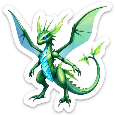 Cool Edgy Shiny Futuristic Ethereal Legendary Scyther-Flygon-Digimon-hybrid full body sticker