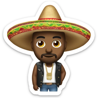  kanye west with a sombrero, tacos and maracas sticker