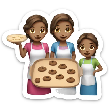 two brown hair girls baking cookies  sticker
