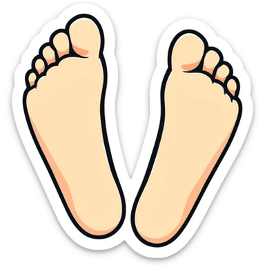 white feet soles, bottom view of feet sticker