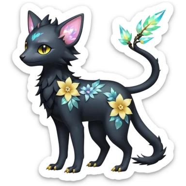 Multicolored sparkly pastel dark iridescent light pale gloomy spooky realistic pretty cool elegant realistic floral exotic Trico-Bolthund-Electrike-Luxray-hybrid, full body sticker