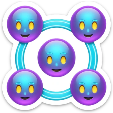 futuristic minimalistic emoji icon, letters "SANG" formed by three glowing digital lines representing Storm, Atom and NoizeGames, neon purple (#8B5CF6) and cyan (#00E0FF) on dark background, modern tech style, 1:1 aspect ratio
 sticker