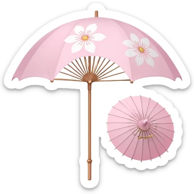 A cute pastel pink and white Sakura parasol  sticker