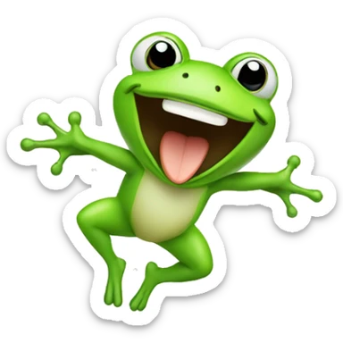 Happy cute frog jumping  sticker