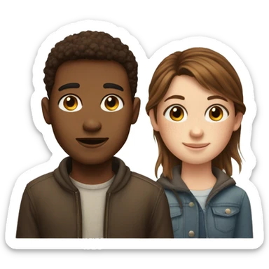 freckles brown hair girl and a short brown hair boy sticker