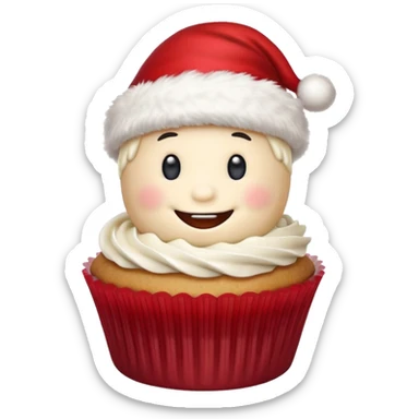 cupcake with a smile and a santa hat sticker