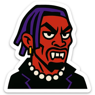 Vamp Carti with a goon face, stylized, bold and expressive sticker