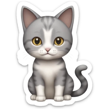 full body small short hair dark grey and white cat sticker
