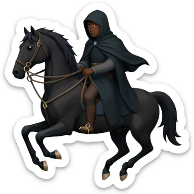 Nazgûl riding a black horse, shadowy and iconic, minimal details, Slack emoji style, no text sticker