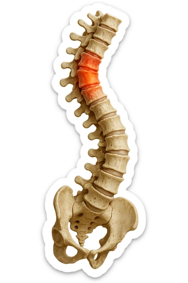 spina dorsale infiammata e storta, scoliosi, iperrealistico 4k sticker