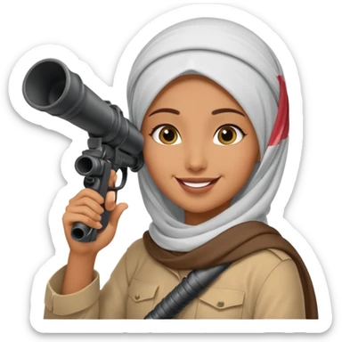 An emarati arab holding a bazooka while sending kisses sticker