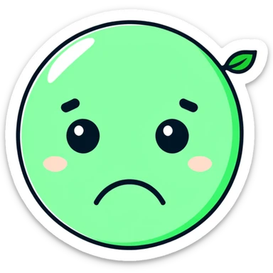 Minimalist Maya-style sad face emoji with no reply message, only white and deep green colors, flat design, clean lines sticker