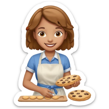 light brown skinned girl making cookies sticker