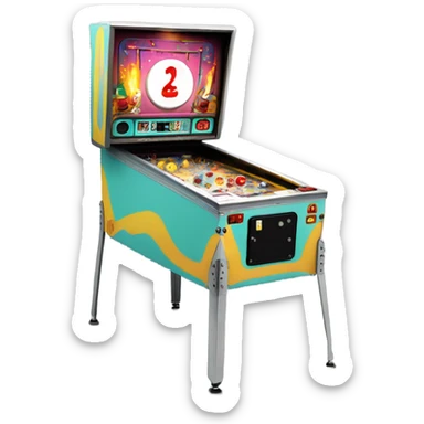 pinball machine with a lit birthday candle on top sticker