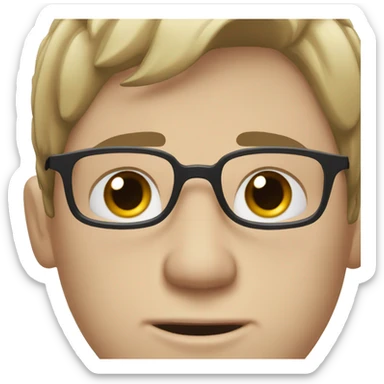 white male with black glasses, black cap and black t-shirt, blue eyes crying sticker