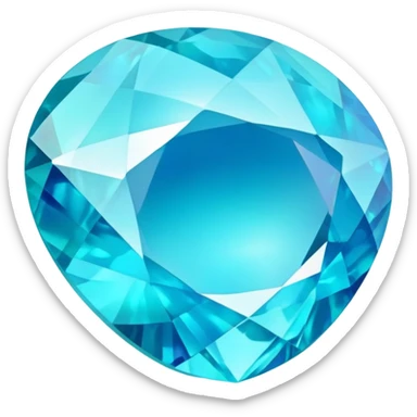 Brilliant cut blue smithsonite gem with turquoise blue tone and holographic iridescence sticker