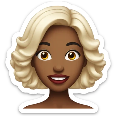 Emoji is a typical glamorous girl with manicure, long nails and plump lips sticker