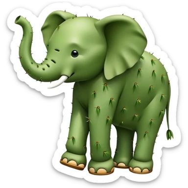 Elephant made out of cactus in the desert wearing a sandal sticker
