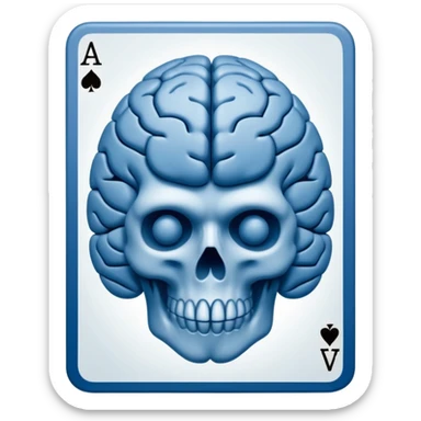 minimalist app icon, a face-down playing card, intricate back design with a stylized brain symbol in the center, monochromatic blues, isometric view, clean vector style, white background --style raw --stylize 150 sticker