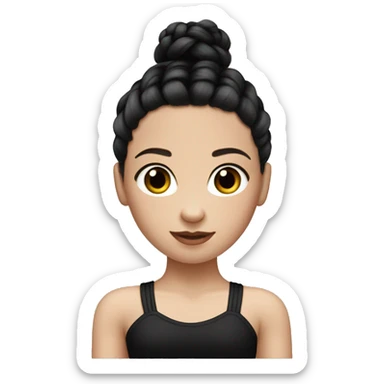 White skin black french braided hair girl with a black leotard sticker