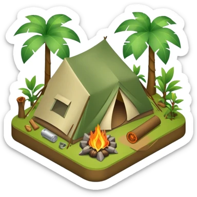 3d-isometric- jungle with camping sticker