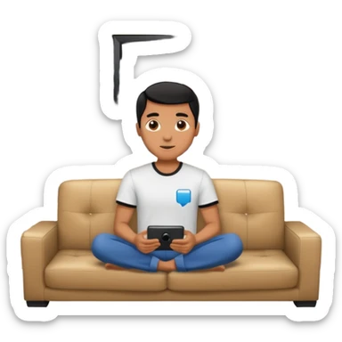 A man photographed from behind, sitting on a sofa and watching the news on TV on a modern flat screen. The setting is a living room. sticker