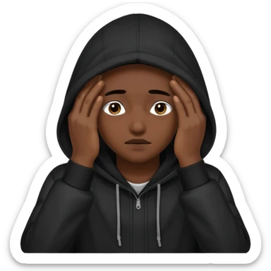 🥷🏽: inspire toi de cet emoji faisant en sorte qu’il est les mains sur ses yeux et garde sa cagoule noir sticker